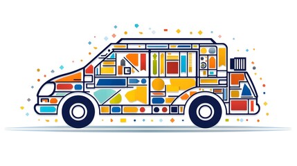 Professional linear mosaic service car icon design for automotive websites and applications