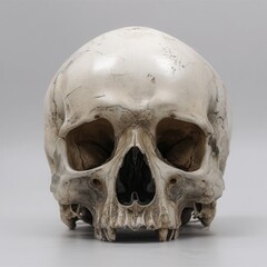 Vielle TÃªte de mort humaine avec la mÃ¢choire du bas, arriÃ¨re plan blanc --profile 2wps6n3.