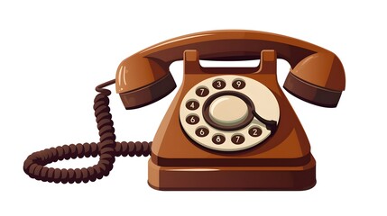 Professional flat symbol brown vector icon of clinic phone for medical websites and apps