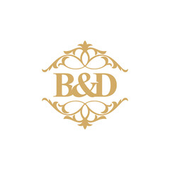 Elegant Ornament Frame With Initials Letters B and D Logo Design 001