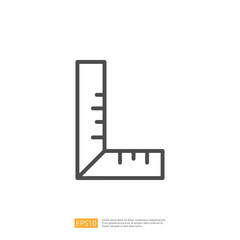 L-shaped Carpenter Square Icon for Home Renovation Projects with Measurement Markings in a Modern Design