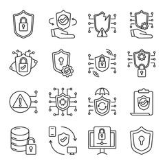 cyber security set of web icons in line style. cyber security, data protection, online security and internet safety. Vector illustration