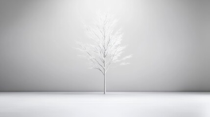 Obraz premium Minimalist white tree in a studio setting