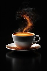 Aromatic Coffee Cup with Dark Background.
