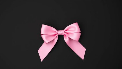 Pink satin bow on black background (1)