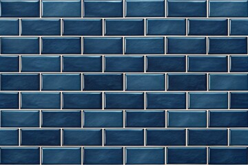 Dark blue brick subway tiles ceramic wall texture wide tile background banner panorama, seamless pattern - generated by ai