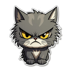 Obraz premium Grumpy Gray Feline: A cartoon cat with a very displeased expression