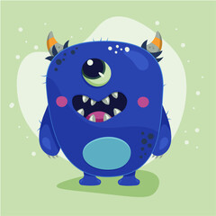 A cute one-eyed monster with horns fin