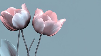 pink tulip on blue background