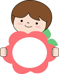 귀여운 아이가 알림판 든 공지 일러스트