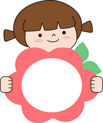 귀여운 아이가 알림판 든 공지 일러스트