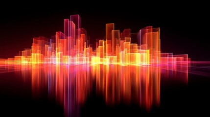 Vibrant Abstract Cityscape with Colorful Lights and Reflections