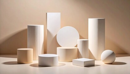 Minimalist arrangement of geometric objects still life