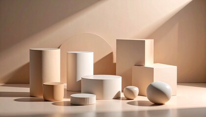 Minimalist arrangement of geometric objects still life