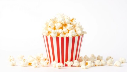 Popcorn in red and white striped container