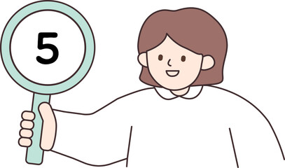 숫자 5 알림판을 들고 있는 사람