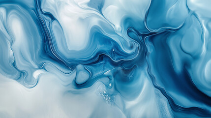 Obraz premium Flowing blue and white abstract textures, a serene and fluid composition evoking tranquility and motion