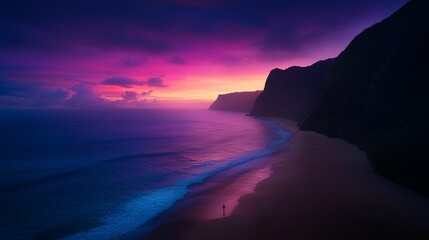 Dreamy sunset abstract water background soft focus purple pink blue