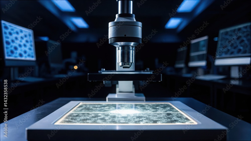 Poster illuminated tissue slide under microscope with gigapixel clarity