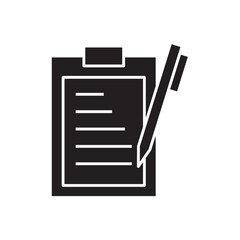 clipboard with paper and pen glyph