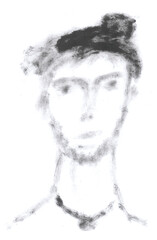 Male portrait, monochrome. Encaustic, art decoration, sketch. Illustration hand drawn modern, new