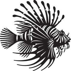Obraz premium Black lionfish fish vector, lionfish fish logo silhouette vector