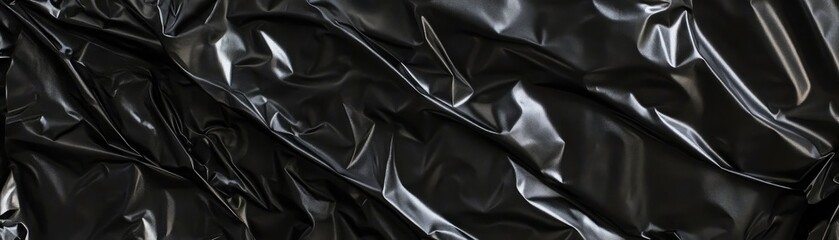 Fototapeta premium A sleek black metallic foil texture background, featuring a subtle sheen that catches the light, creating an elegant and modern aesthetic perfect for design projects or presentations.