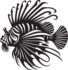 Black lionfish fish vector, lionfish fish logo silhouette vector