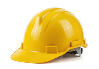 Fototapeta premium A yellow hard hat sitting on a white surface providing safety and protection for construction workers