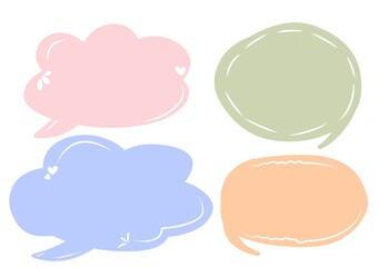 Cute Memo collection.Set of blank colorful speech bubble in flat design for short message. Chat balloon in hand drawn style.