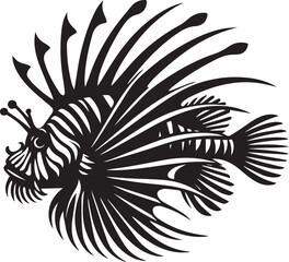 Black lionfish fish vector, lionfish fish logo silhouette vector