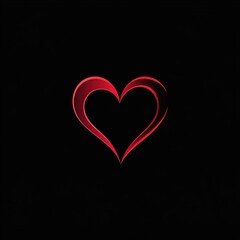 A vibrant red heart, symbolizing love and passion, stands out prominently against a deep black background, creating a striking contrast that captures attention and evokes emotion.