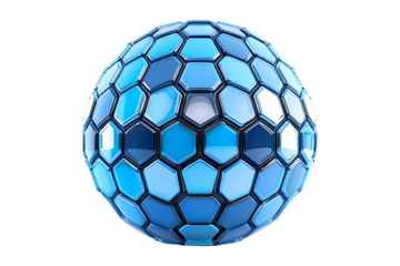 3D Portrait of a spherical shape filled with blue he isolated on transparent background

