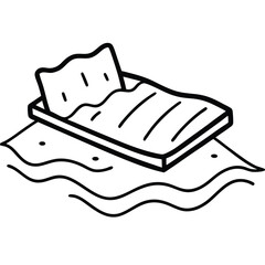 Sleeping Bag and Mat vector Line art illustration
