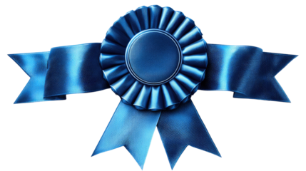 Blue Ribbon: Capturing the essence of achievement and distinction with an elegant blue ribbon. Featuring delicate folds and curves, with a sophisticated design, symbolizing excellence and quality. 