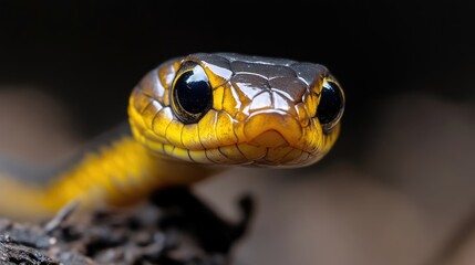 Fototapeta premium Close-up of a snake's head. Details of scales and eyes
