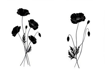 Naklejka premium Poppy flower silhouette design art