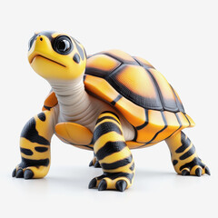 Fototapeta premium Endearing 3d illustration of a cute turtle with a decorative and gentle expression in a fun pose