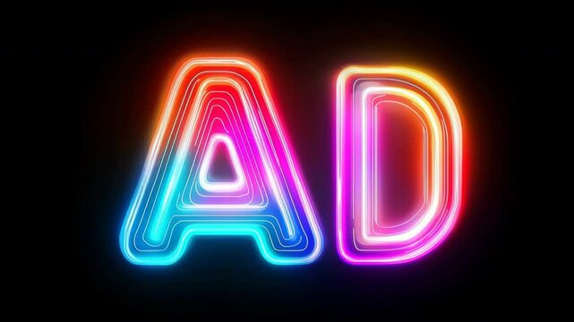 Vibrant Colorful Neon Glowing Text Typography on Black Background