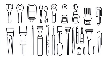 Collection of various hand tools, isolated on white background; useful for DIY or craft tutorials