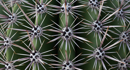 Obraz premium Detailed Capture Of A Cactus Spines Showcasing Its Sharp Protective Thorns