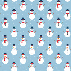 Christmas seamless pattern with snowman