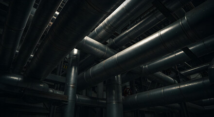 Industrial Ductwork Intricacy Creating an Impression of Technical Infrastructure