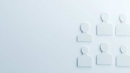 A minimalist design featuring abstract human figures against a light background, symbolizing community or teamwork.
