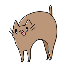 茶色の猫　背伸び