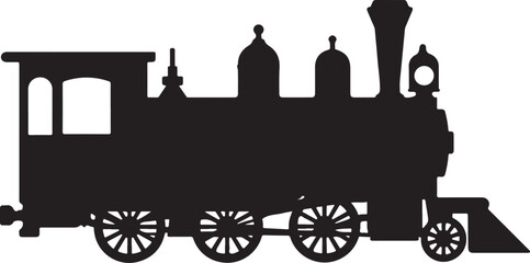 Fototapeta premium Train Silhouette SVG | Vintage Locomotive Vector ClipartSteam Engine Train SVG | Railroad Silhouette DesignClassic Train Vector | Transportation SVG Cut FileTrain Locomotive Silhouette | Retro R