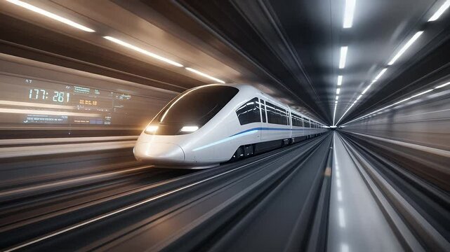 Hyperloop Train Journey at High Speed through a Futuristic Tunnel Setting