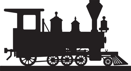 Fototapeta premium Train Silhouette SVG | Vintage Locomotive Vector ClipartSteam Engine Train SVG | Railroad Silhouette DesignClassic Train Vector | Transportation SVG Cut FileTrain Locomotive Silhouette | Retro R
