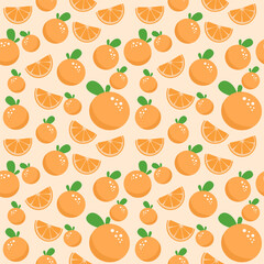 Seamless pattern of whole oranges and orange slices for fabric design ideas