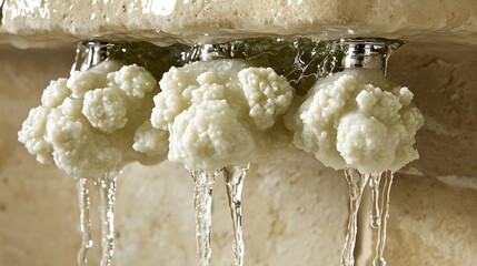 Captivating crystalline formations and flowing water, a symphony of textures